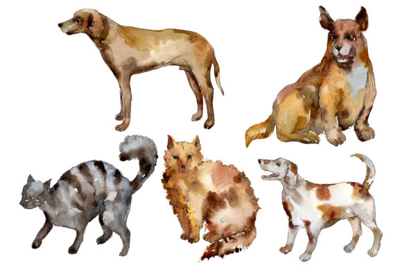 Agriculture Domestic Pets Cat Dogs Illustrations