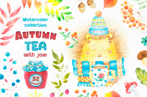 Autumn Tea - Cute Hedgehog Illustrations