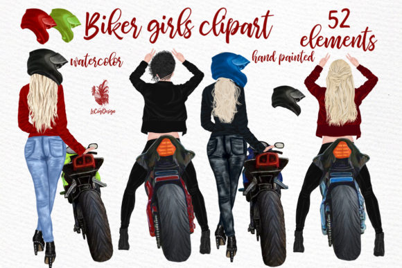 Biker Girls Clipart Female Riding Bike Illustrations