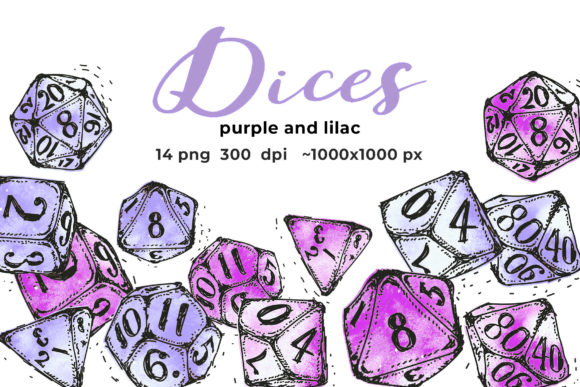 Blue and Purple Dices Illustrations