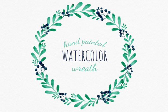 Blueberries and Mistletoe Wreath Clipart and Illustrations