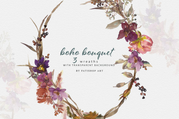 Boho Floral Frames and Wreaths Set for Illustrations