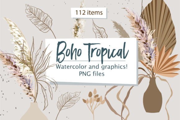Boho Tropical Clipart & Illustrations