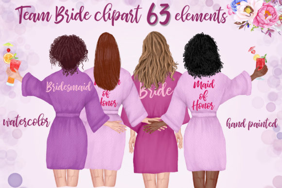 Bridesmaid Robes Clipart Team Bride Illustrations