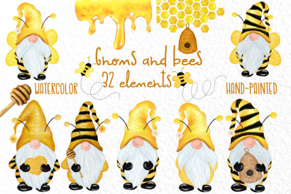Bumble Bee Gnomes Illustrations