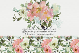 Eggshell Blush Floral Bouquet Clipart and Illustrations