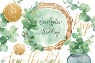 Eucalyptus Wedding Card Clipart Set and Illustrations