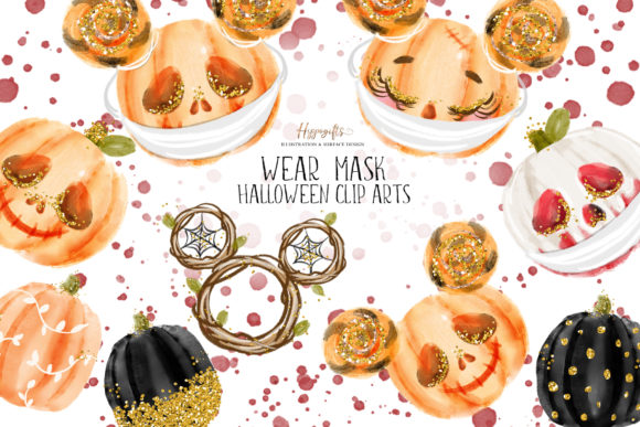 Halloween Wear Mask Clipart & Illustrations
