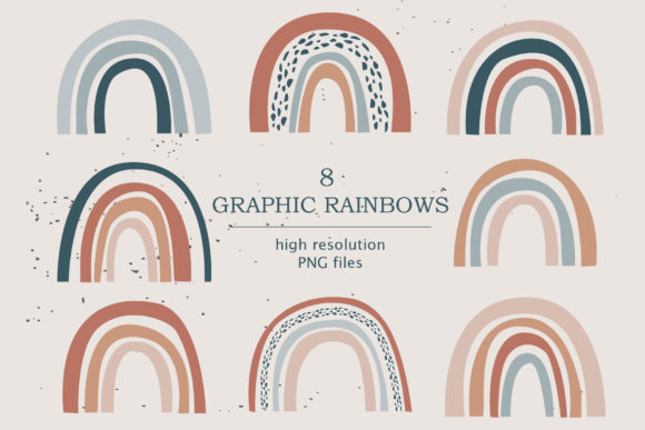 Modern Neutral Color Rainbows Illustrations