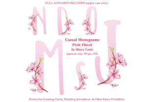 Monograms Pink Floral Illustrations
