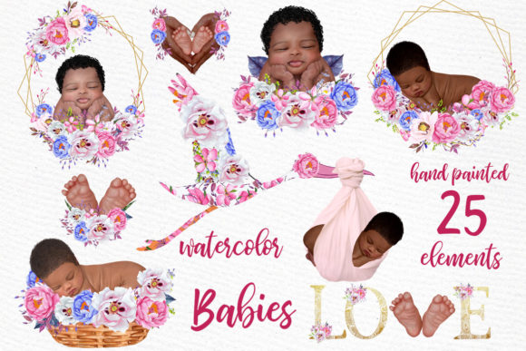 Newborn Clipart Cute Babies Illustrations