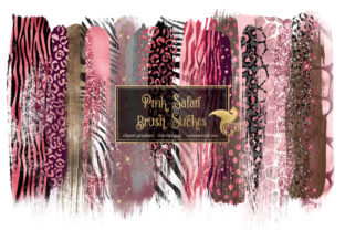 Pink Safari Brush Strokes Clipart and Illustrations