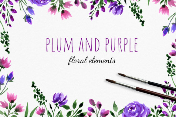 Plum and Purple Flowers Clipart for Illustrations