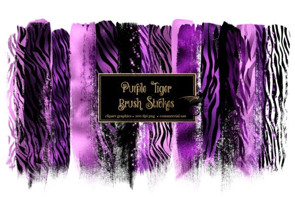 Purple Tiger Brush Strokes Illustrations