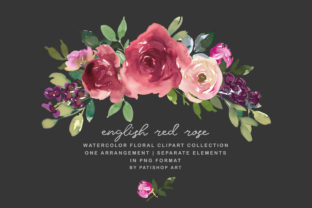 Rote Rosen Aquarell Blumen Clipart & Illustrations
