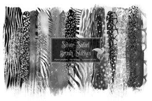 Silver Safari Brush Strokes Clipart and Illustrations