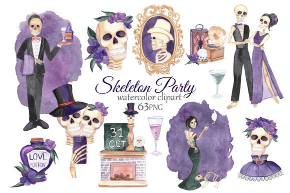 Skeleton Clipart. Halloween Party