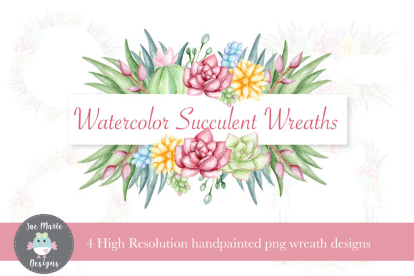 Succulent Wreath Clipart Set and Illustrations
