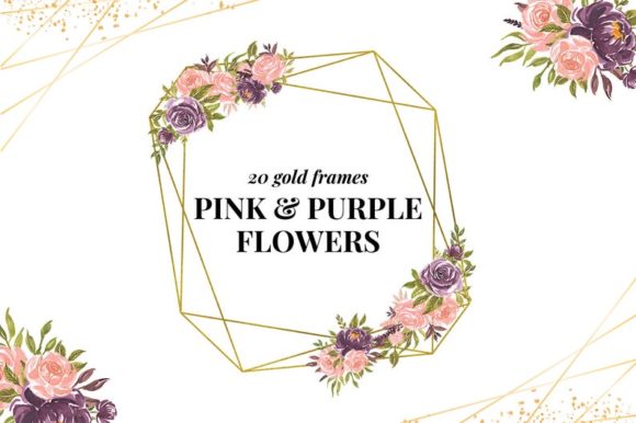 Wedding Polygonal Rose Frames and Illustrations