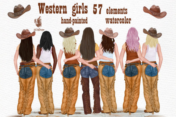 Western Girls Embroidery Design