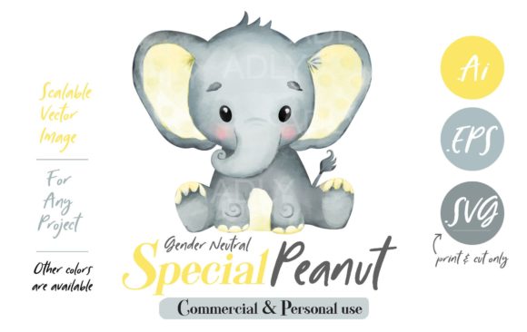 Yellow Baby Elephant Clip Art and Illustrations