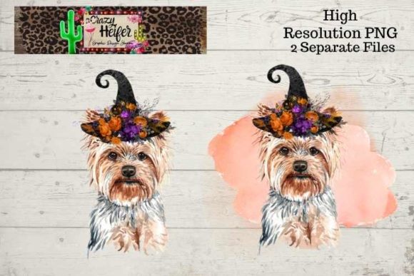 Yorkie Witch Halloween PNG Dog Breed Illustrations